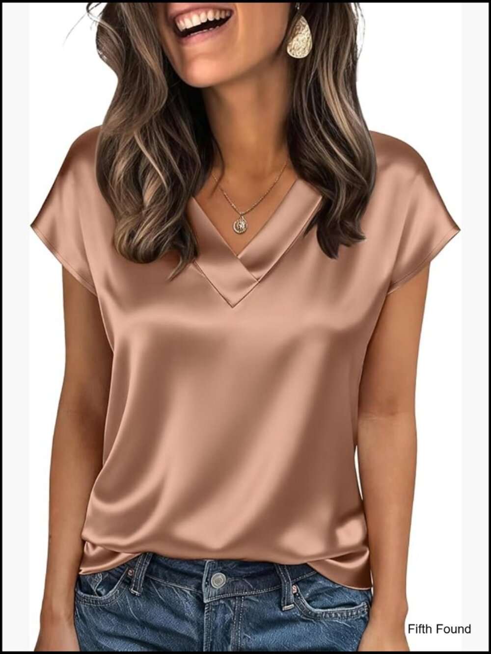 Silk Satin V-Neck Short Sleeve Blouse Business Casual Tops S-2XL